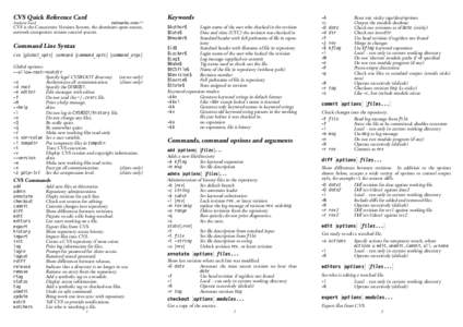 CVS Quick Reference Card Andrew Ford refcards.comTM  CVS is the Concurrent Versions System, the dominant open-source,