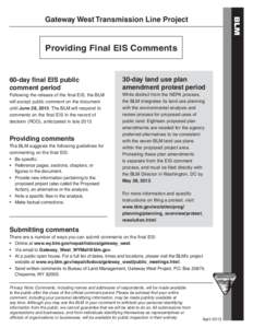 BLM  Gateway West Transmission Line Project Providing Final EIS Comments