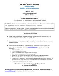 AJFCA 43rd Annual Conference connect|miami building community together May 3-5, 2015 Hilton Miami Downtown Miami, Florida