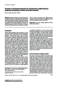 Oryx Vol 37 No 1 January[removed]Towards an integrated approach for reducing the conflict between elephants and people: a review of current research Ferrel V. Osborn and Guy E. Parker