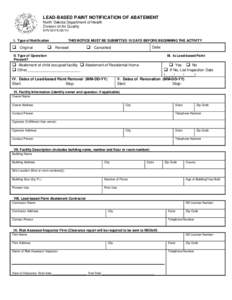 LEAD-BASED PAINT NOTIFICATION OF ABATEMENT North Dakota Department of Health Division of Air Quality SFN[removed]I. Type of Notification