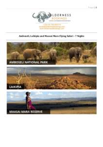 Laikipia County / Kajiado County / Narok County / Amboseli National Park / Great Rift Valley / Maasai Mara / Nanyuki Airport / Wilson Airport / Ol Pejeta Conservancy / Nanyuki / Maasai people / Ol Doinyo Orok