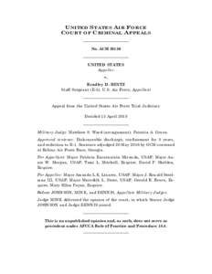 U NITED S TATES AIR F ORCE C OURT OF C RIMINAL APPEALS ________________________ No. ACM________________________ UNITED STATES