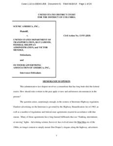 Case 1:13-cv[removed]JEB Document 41 Filed[removed]Page 1 of 29  UNITED STATES DISTRICT COURT FOR THE DISTRICT OF COLUMBIA  SCENIC AMERICA, INC.,