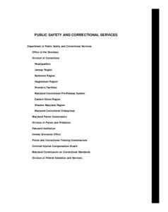 2010 Maryland State Budget - Volume II, Public Safety and Corrections (2.83MB)