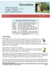 Newsletter Galston Public School Cnr Arcadia and School Roads, Galston, 2159 T: [removed]F: [removed]Email: [removed]