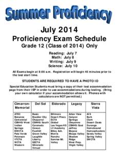 July[removed]Proficiency Exam Schedule
