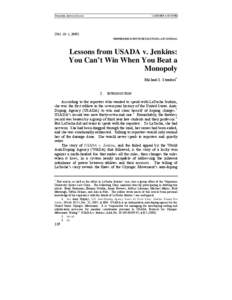 United States Anti-Doping Agency / Anabolic steroids / Trevor Graham / Use of performance-enhancing drugs in sport / Don Catlin / Nandrolone / Geneviève Jeanson / World Anti-Doping Agency / Wada / Sports / Drugs in sport / Doping