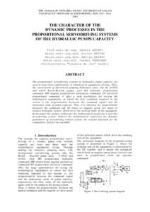 THE ANNALS OF “DUNAREA DE JOS” UNIVERSITY OF GALATI FASCICLE XIV MECHANICAL ENGINEERING, ISSN 1224 – THE CHARACTER OF THE DYNAMIC PROCESSES IN THE