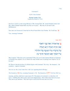 hB | Command © By Dr. Akiva Gamliel Parshat Vayikra Tzav Vayikra [Leviticus[removed]