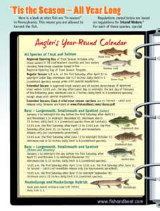 ‘Tis the Season – All Year Long Here is a look at what fish are “in-season” in Pennsylvania. This means you are allowed to harvest the fish.	  Regulations stated below are based