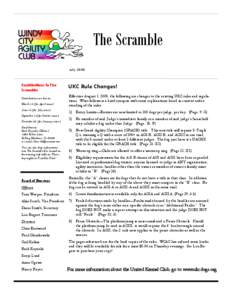 The Scramble July 2005 Contributions to The Scramble: Contributions are due on: