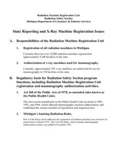 State Reporting and X-Ray Machine Registration Issues