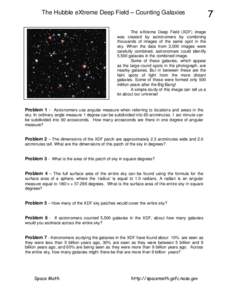 The Hubble eXtreme Deep Field – Counting Galaxies The eXtreme Deep Field (XDF) image was created by astronomers by combining thousands of images of the same spot in the sky. When the data from 2,000 images were careful