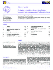 Review  Tansley review Evolution in subdivided plant populations: concepts, recent advances and future directions Author for correspondence: