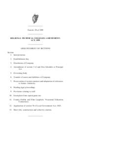 ———————— Number 20 of 1999 ———————— REGIONAL TECHNICAL COLLEGES (AMENDMENT) ACT, 1999 ————————