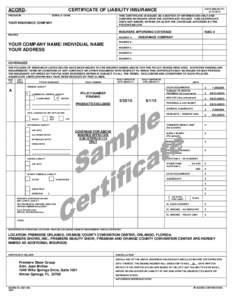 ACORD  CERTIFICATE OF LIABILITY INSURANCE TM