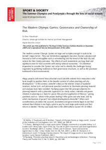 The Modern Olympic Games: Governance and Ownership of Risk