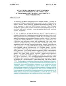 Justification for the Development of an OECD Guidance Document on the Application of Good Laboratory Practice (GLP) Principles to In Vitro Testing