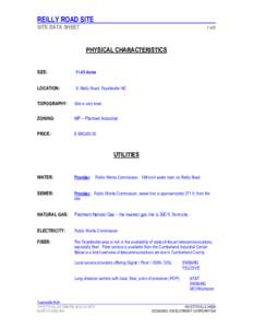 REILLY ROAD SITE SITE DATA SHEET 1 of 2  PHYSICAL CHARACTERISTICS