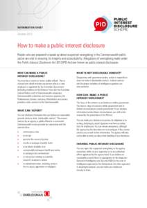 PID Information Sheet - How to make a public interest disclosure