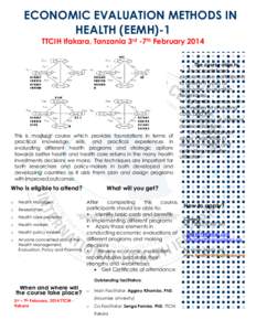 ECONOMIC EVALUATION METHODS IN HEALTH (EEMH)-1 TTCIH Ifakara, Tanzania 3rd -7th February 2014 This is modular course which provides foundations in terms of practical knowledge, skills, and practical experiences in