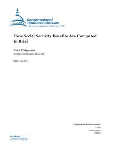 How Social Security Benefits Are Computed: In Brief