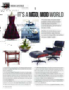 MERCANTILE STORY BY TAMARA TYREE It’s a mod, mod world The clean lines and pared down aesthetic of mid-century modern