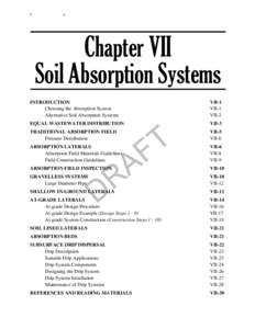 Chapter VII Soil Absorption Systems INTRODUCTION Choosing the Absorption System Alternative Soil Absorption Systems