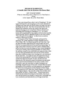 WIZARD OF WASHINGTON A Scientific Delver Into the Mysteries of the Human Mind. REV. STANLEY KREBS Writes an Interesting Letter in Reference to a Visit Paid to a Genius in the Capitol City of the United States.