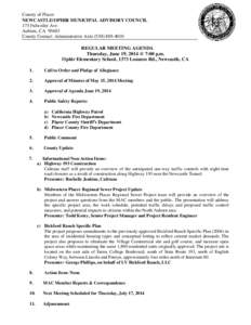 County of Placer NEWCASTLE/OPHIR MUNICIPAL ADVISORY COUNCIL 175 Fulweiler Ave Auburn, CA[removed]County Contact: Administrative Aide[removed]