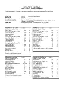 ROYAL PERTH YACHT CLUB S80 COURSES, SEASON These instructions are to be read as part of the printed Sailing Instructions including the S80 Class Rules START LINE FINISH LINE