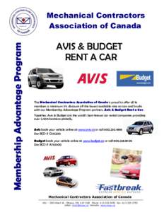 Membership Advantage Program  Mechanical Contractors Association of Canada  AVIS & BUDGET