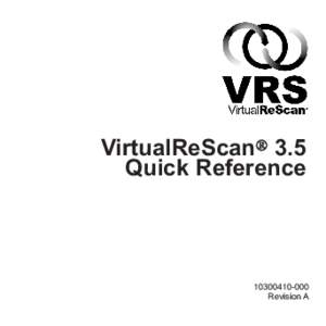 VirtualReScan 3.5 Quick Reference