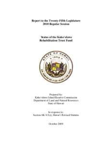 Report to the Twenty-Second Legislature