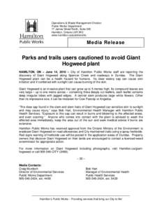 Microsoft Word - Media Release - Giant Hogweed danger to human health.doc