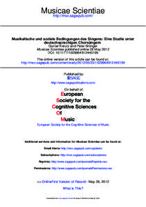 Musicae Scientiae http://msx.sagepub.com/ Musikalische und soziale Bedingungen des Singens: Eine Studie unter deutschsprachigen Chorsängern