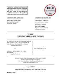 Pursuant to Ind.Appellate Rule 65(D), this Memorandum Decision shall not be regarded as precedent or cited before any court except for the purpose of establishing the defense of res judicata, collateral estoppel, or the 