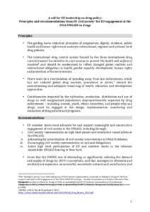 A	call	for	EU	leadership	on	drug	policy:	 Principles	and	recommendations	from	EU	civil	society1	for	EU	engagement	at	the	 2016	UNGASS	on	drugs 