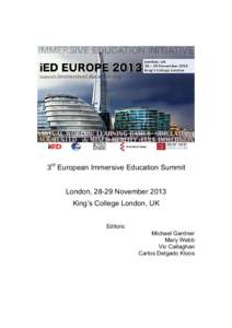 3rd European Immersive Education Summit