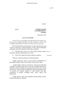 Gender Identity, Gender Expression and Sex Characteristics Act, ACT.fm