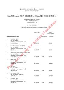 SYDNEY – ROYLSTON STREET  NATIONAL ART SCHOOL AWARD EXHIBITION ALEXANDER LATHAM MIE NAKAZAWA LOTTE SMITH