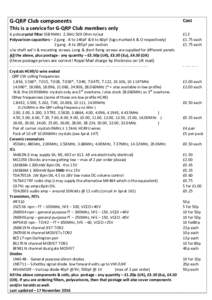 G-QRP Club components  Cost This is a service for G-QRP Club members only 6 pole crystal filter SSB 9MHz 2.2kHz 500 Ohm in/out