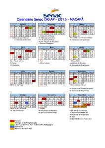 Calendário Senac DR/APMACAPÁ Janeiro Dom 4 11