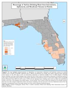 Percentage of Surface Drinking Water from Intermittent, Ephemeral or Headwater Streams in Florida