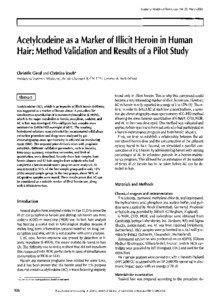 Journal of Analytical Toxicology, Vol. 25, March[removed]Acetylcodeine as a Marker of Illicit Heroin in Human