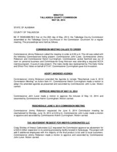 MINUTES TALLADEGA COUNTY COMMISSION MAY 28, 2014 STATE OF ALABAMA COUNTY OF TALLADEGA