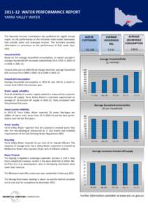 [removed]WATER PERFORMANCE REPORT YARRA VALLEY WATER The Essential Services Commission has published its eighth annual report on the performance of the Victorian urban water businesses that provide water and sewerage serv