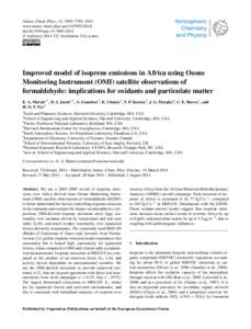 Atmos. Chem. Phys., 14, 7693–7703, 2014 www.atmos-chem-phys.net[removed]doi:[removed]acp[removed] © Author(s[removed]CC Attribution 3.0 License.  Improved model of isoprene emissions in Africa using Ozone