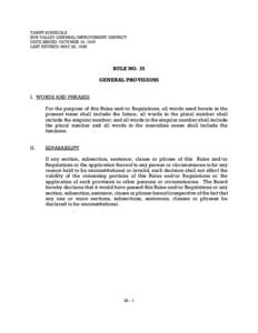 TARIFF SCHEDULE SUN VALLEY GENERAL IMPROVEMENT DISTRICT DATE ISSUED: OCTOBER 16, 1997 LAST REVISED: MAY 22, 1989  RULE NO. 25